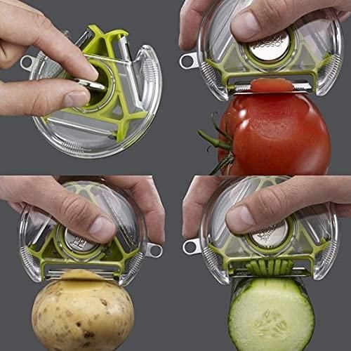 Vegetable Peeler-3 in 1 Magic Rotating Vegetable Peeler Slicer Shredder Julienne Cutter Stainless Steel Blade Grater Fruit Vegetable Tools