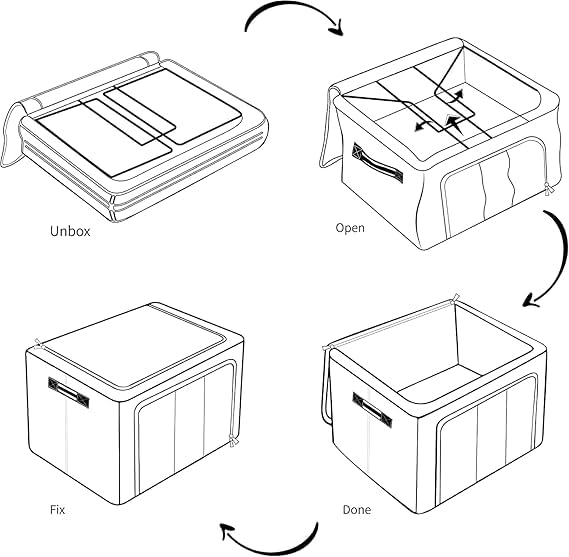 Large Capacity Clothes Storage Box – 66L Foldable Steel Frame Clothes Organizer